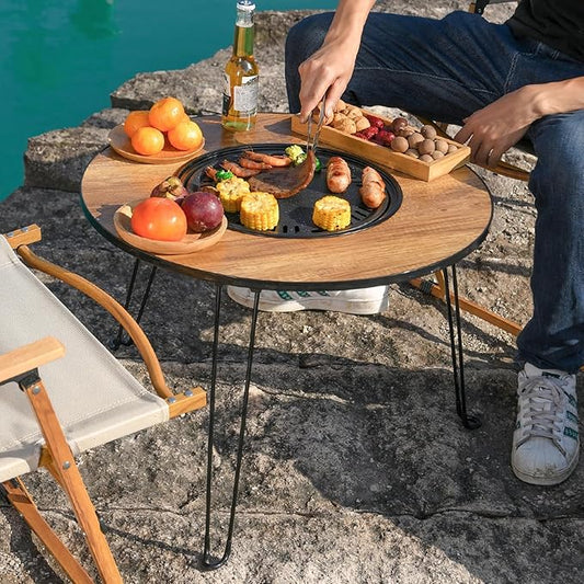 Mesa Redonda Plegable para Asado y Parrilla